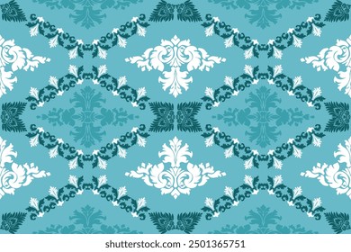 Patrón inconsútil floral de Antiguas con adornos elegantes, étnico tradicional, patrón de tela para textiles, alfombras, Fondo de pantalla, ropa, sarong, batik, envoltura, bordado, impresión, fondo, cubierta, 