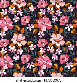 Vintage floral seamless pattern. Fashion textile design.