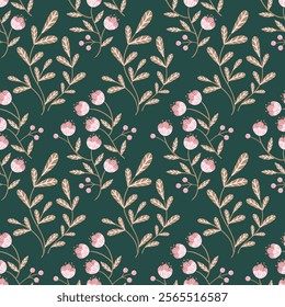 vintage floral seamless pattern features charming blossoms and lush leaves, evoking a romantic feel. Perfect for textiles, wallpapers, and stationery, it brings a fresh, nostalgic touch to any design.