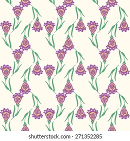 Vintage floral seamless pattern with flowers and leaves