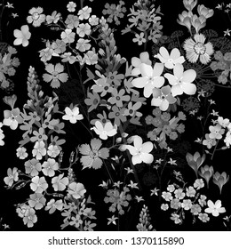 Vintage floral seamless pattern with hand drawn roses