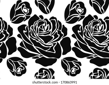 Vintage floral seamless pattern with hand drawn roses