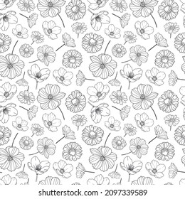 Vintage Floral seamless Pattern in Hand drawn style