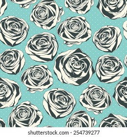 Vintage floral seamless pattern with hand drawn roses
