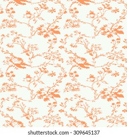 Vintage floral seamless pattern with hand drawn poppies background vector