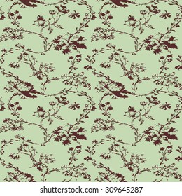 Vintage floral seamless pattern with hand drawn poppies background vector