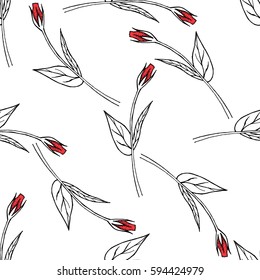 Vintage floral seamless pattern with hand drawn roses