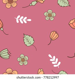 Vintage floral seamless pattern. Hand drawn. Vector illustration. Delicate spring flowers. Suitable for decoration of wedding invitations, greetings, birthday, 
