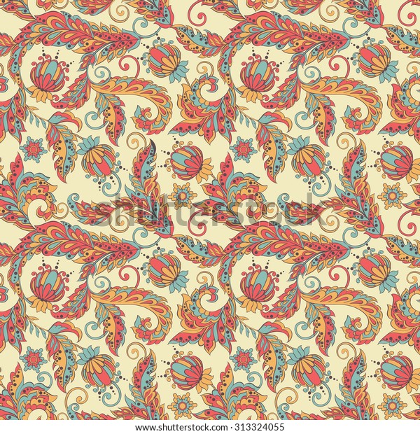 Vintage Floral Seamless Pattern Indian Batik Stock Vector (Royalty Free ...