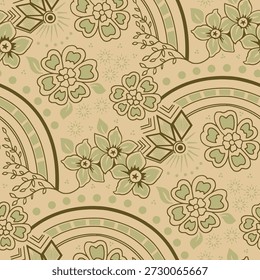 Vintage Floral Seamless Pattern with Muted Earth Tones