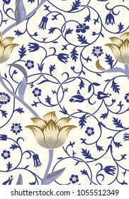Vintage floral seamless pattern on light background. Vector illustration.
