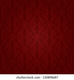 Vintage floral seamless pattern on red. Vector background