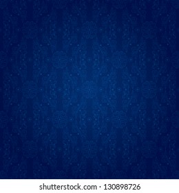 Vintage Blumen nahtlose Muster auf Blau. Vektorhintergrund