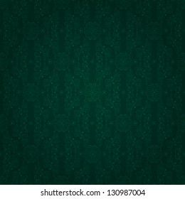 Vintage floral seamless pattern on green. Vector background