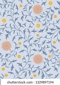 Vintage floral seamless pattern on light background. Vector illustration.