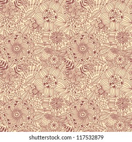 Vintage floral seamless pattern in retro colors