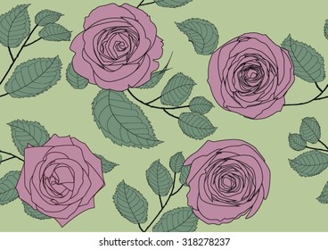 Vintage floral seamless pattern with roses
