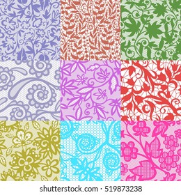 Vintage floral seamless pattern set