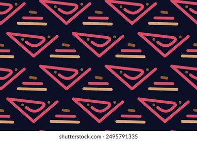 Patrón inconsútil floral de Antiguas. Floral simple sin fisuras con fondo de rayas onduladas. Ilustración geométrica de damasco de Vector con hojas. Botánica decorativa