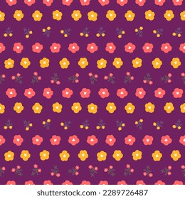 Vintage Blumen nahtlose Muster mit kleinen Blumen. Farbige, handgezeichnete Blumen mit nahtlosem Muster