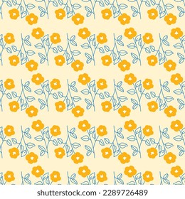 Vintage floral seamless pattern with small flowers. Colorful hand drawn flowers with seamless pattern