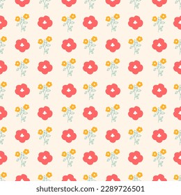 Vintage floral seamless pattern with small flowers. Colorful hand drawn flowers with seamless pattern