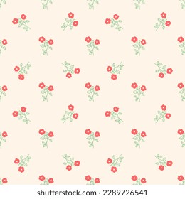 Vintage floral seamless pattern with small flowers. Colorful hand drawn flowers with seamless pattern