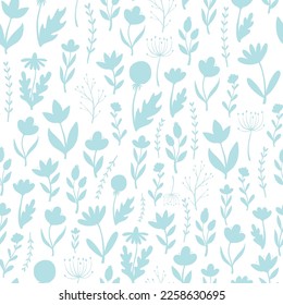 vintage floral seamless pattern with spring wildflower silhouettes. Good for bedding, textile prints, wallpaper, scrapbooking, stationary, etc. EPS 10