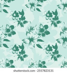 Vintage floral seamless pattern. Spring flowers. Blue and white