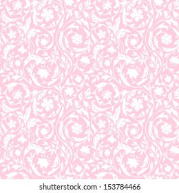 Vintage Floral seamless pattern with stylized wildflowers. In the style of the 19th century. Romantic, pink and white flowers