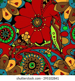 vintage floral seamless pattern with the texture of fabric