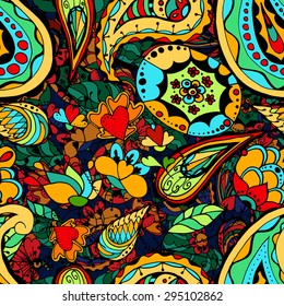 vintage floral seamless pattern with the texture of fabric