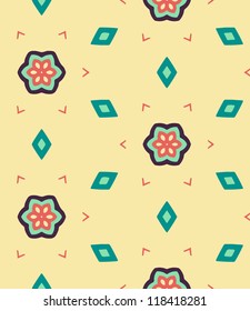 Vintage floral seamless pattern. This retro pattern contain flowers and arrows.