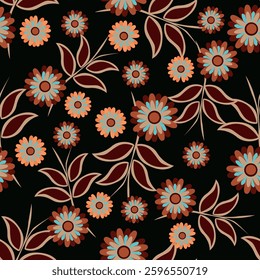 Vintage floral seamless pattern. Trendy painted flower background. Repeating floral pattern, texture, print.