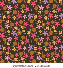 Vintage floral seamless pattern. Trendy painted flower background. Repeating floral patter
