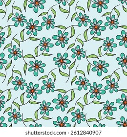 Vintage floral seamless pattern. Trendy painted flower background. Repeating floral patter