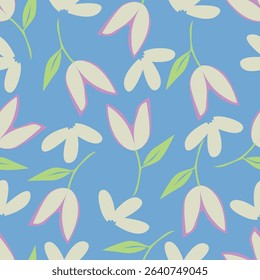 Vintage floral seamless pattern. Trendy painted flower background. Repeating floral patter
