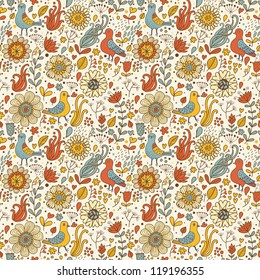Vintage floral seamless pattern in vector
