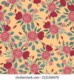 Vintage Floral Seamless Pattern Vector, Rose Digital Paper