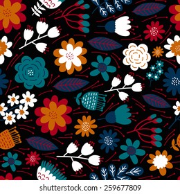 Vintage floral seamless pattern. Vector background. 