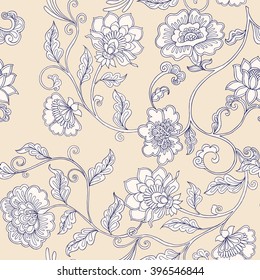 Vintage floral seamless pattern.  Vector illustration.