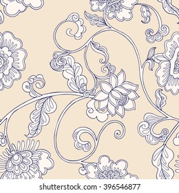 Vintage floral seamless pattern.  Vector illustration.