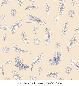 Vintage floral seamless pattern.  Vector illustration.