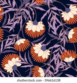 Vintage floral seamless pattern.  Vector illustration.