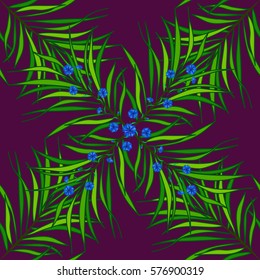 Vintage floral seamless pattern. Vector. Seamless texture with blue flowers on lilac background.