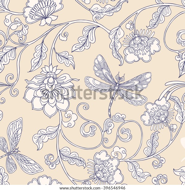 Vintage floral seamless pattern. Vector illustration.