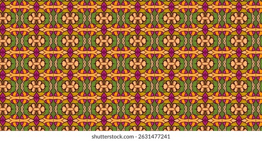 Vintage Floral Seamless Pattern with Warm Earth Tones