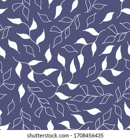 Vintage floral seamless pattern with white leaves. Vector illustration.