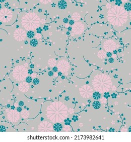 Vintage floral seamless repeat pattern