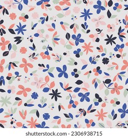 Vintage floral sin costuras fondo vectorial. Motivos de verano y primavera. Estilo marrón. Uso para impresión, diseño de superficie, desgaste infantil de la moda. 